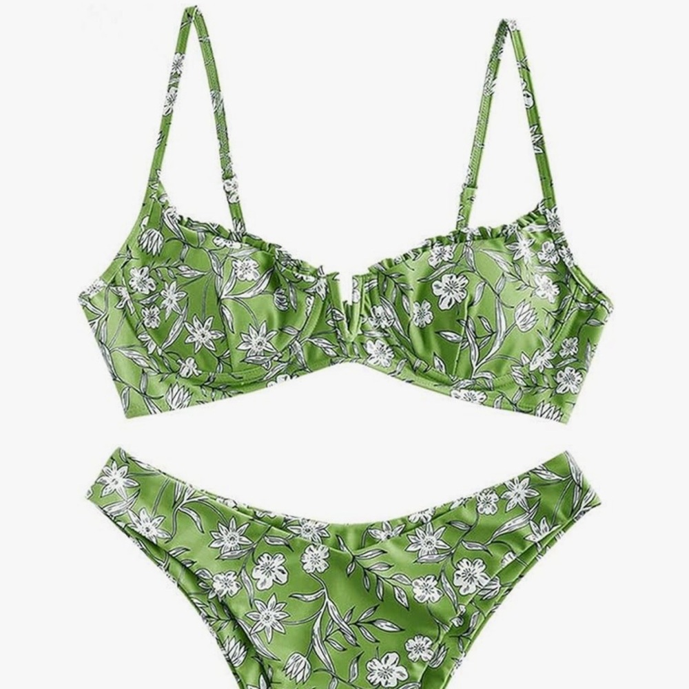 Zaful Leafy Green Floral Bikini